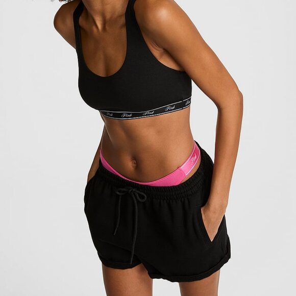 PINK Ivy Fleece Rolled Hem Shorts Limited Edition Night Sky Sparkle - Picture 3 of 4